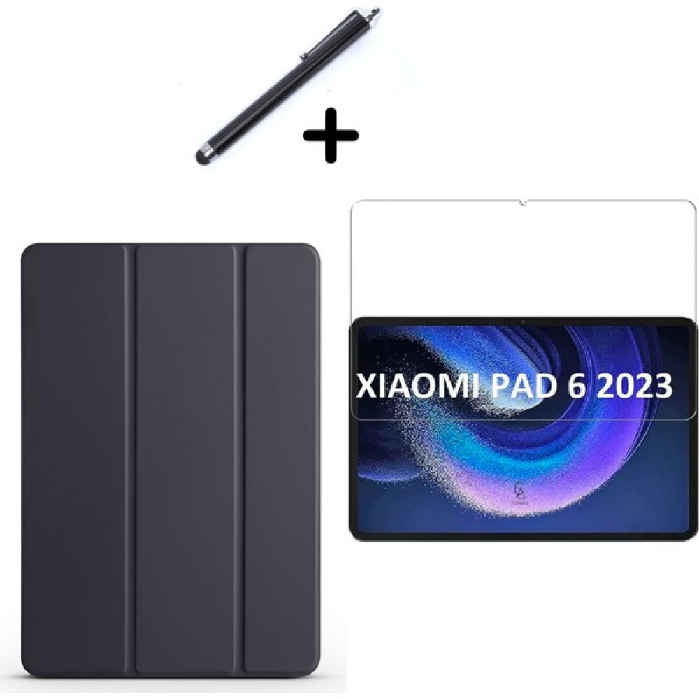 Wowacs Xiaomi Mi Pad 6 11 Inç Uyumlu Uyku Modlu Smart Tablet Kılıfı Ekran Koruyucu ve Kalem Seti Siyah Tablet Kılıfı Fiyatı