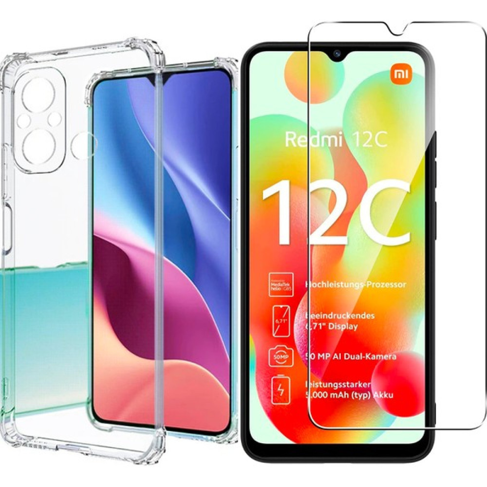 Wowacs Xiaomi Redmi 12C Uyumlu Kılıf Esnek Silikon Telefon Kılıfı ve Temperli Cam Ekran Koruyucu - Şeffaf Cep Telefonu Kılıfı Fiyatı