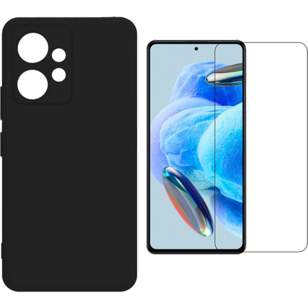 Wowacs Xiaomi Redmi Note 12 4g Uyumlu Kılıf Esnek Silikon Telefon Kılıfı ve Temperli Cam Ekran Koruyucu - Siyah Cep Telefonu Kılıfı Fiyatı
