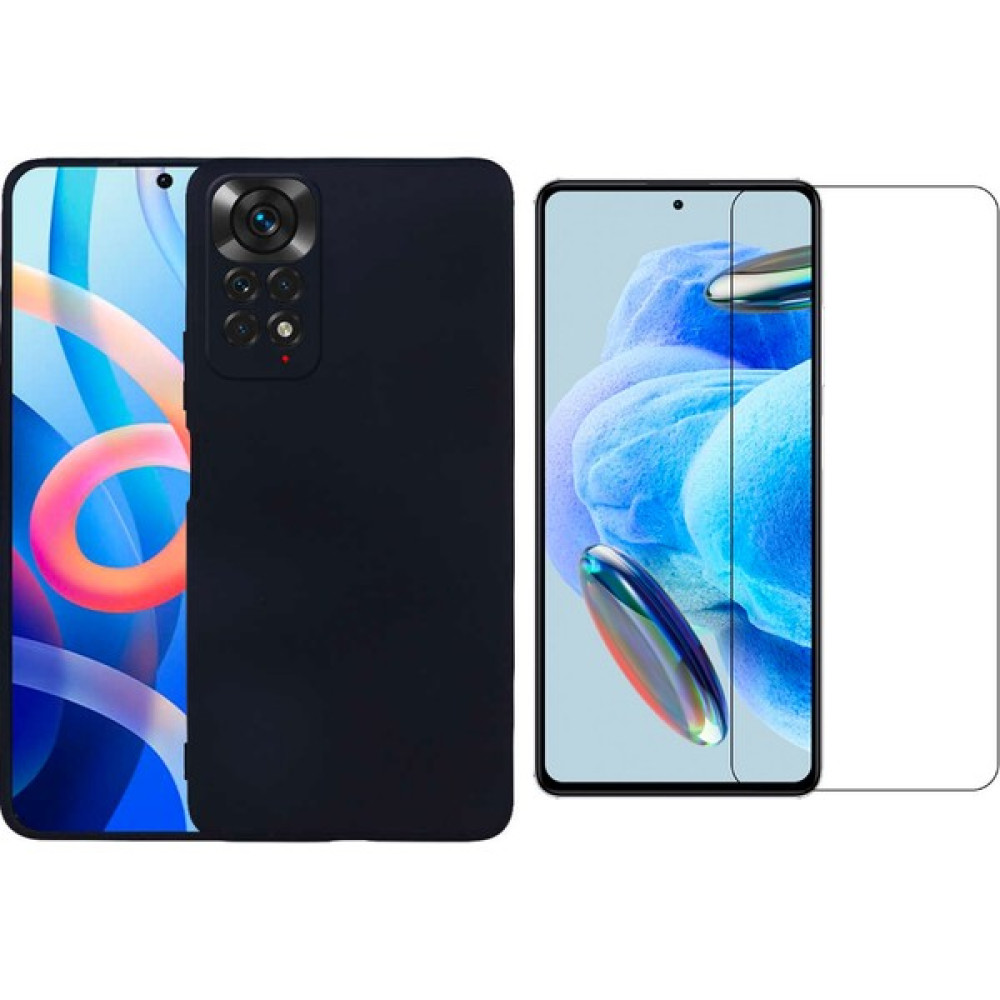 Wowacs Xiaomi Redmi Note 12 Pro 4g Uyumlu Kılıf Esnek Silikon Telefon Kılıfı ve Temperli Cam Ekran Koruyucu - Siyah Cep Telefonu Kılıfı Fiyatı