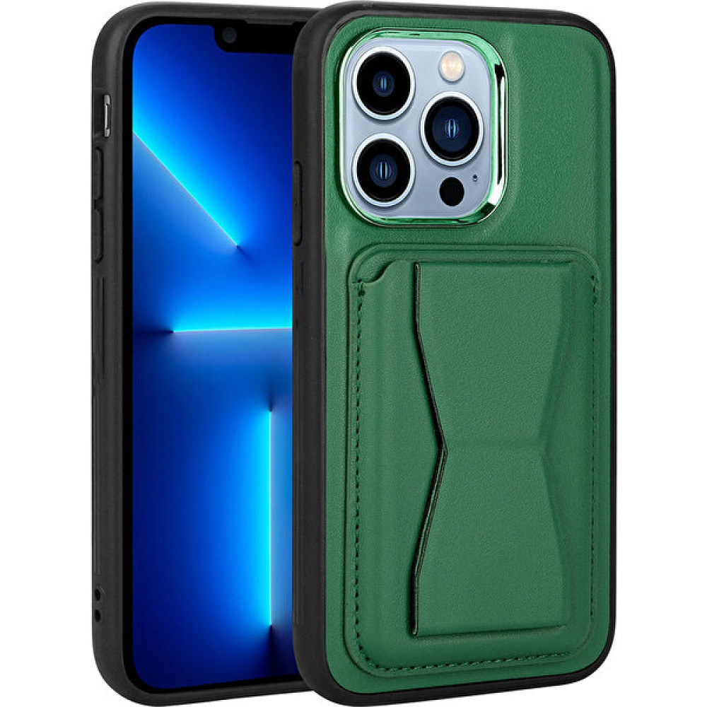 Wowcase iPhone 12 Pro - Uyumlu Kartlıklı Standlı ​pu Deri Wowcase Memo Kapak-Koyu Yeşil - Koyu Yeşil Cep Telefonu Kılıfı Fiyatı