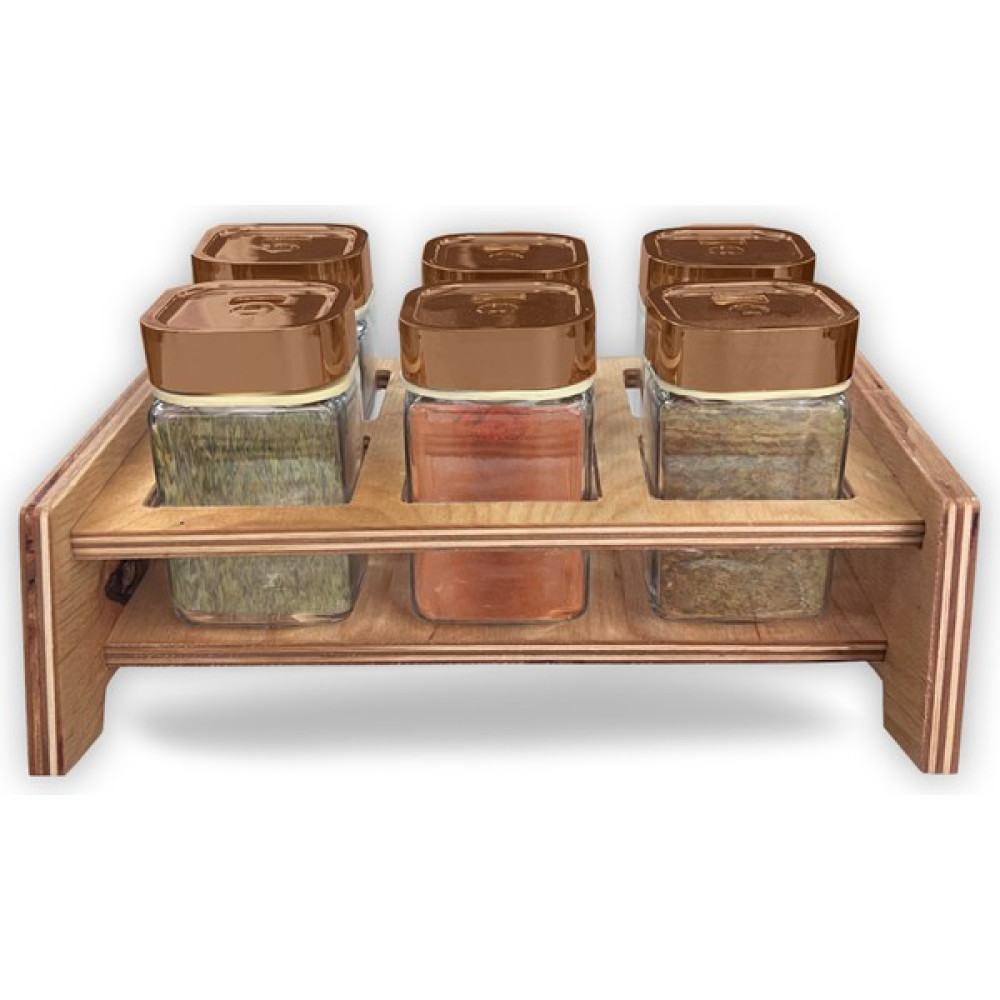 Wowo Cam Tuzluk & Biberlik Ahşap Stand Mini Baharatlık Takımı 6'lı - Rose Gold - 960 ml Baharat Setleri & Baharatlıklar Fiyatı