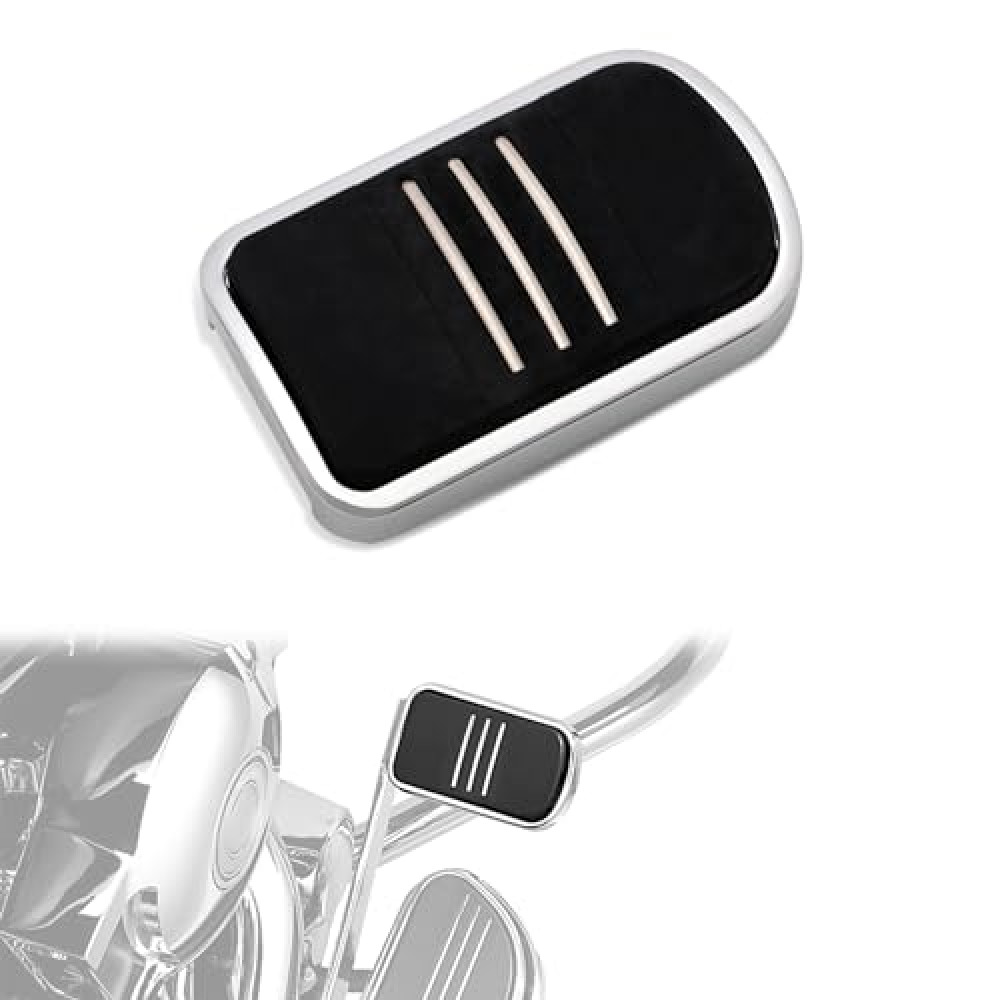 WOWTK Large Brake Pedal Pad fits for Harley ’12-’16 FLD, ’86-’17 FL Softail and ’80-later Touring and Trike,for CVO Electra Glide Road Glide Road King Street Glide Electra Glide Fat Boy,Chrome