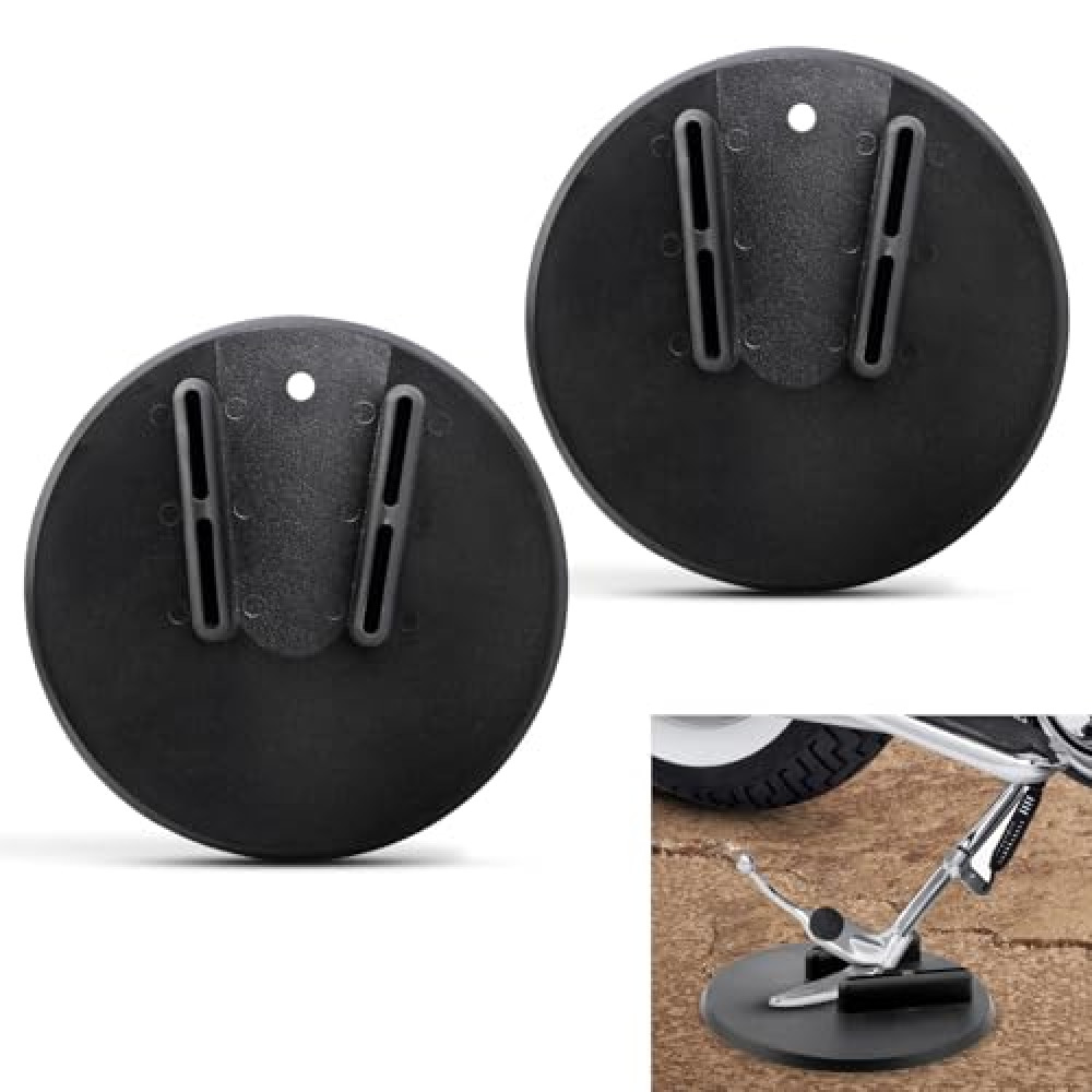WOWTK Pair Motorcycle Accessories Universal Kickstand Plate-Jiffy Stand Kickstand Pad/Coaster for all motorcycles w/side stand,for Harley Davidson/Kawasaki/Honda/Triumph/Suzuki/BMW(2-PACK)