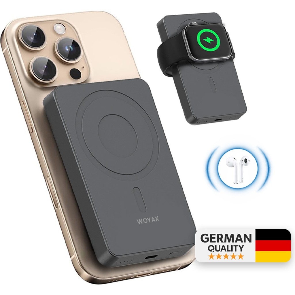 Woyax All In Magsafe Powerbank 10.000MAH 20W Hızlı Taşınabilir Şarj Cihazı Saat Kulaklık iPhone Android - Siyah Akıllı Saat Aksesuarı Fiyatı