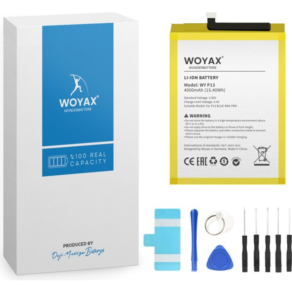 Woyax by Deji Reeder P13 Blue Max Pro Uyumlu Mucize Batarya / P13bmaxpro Cep Telefonu Bataryası Fiyatı