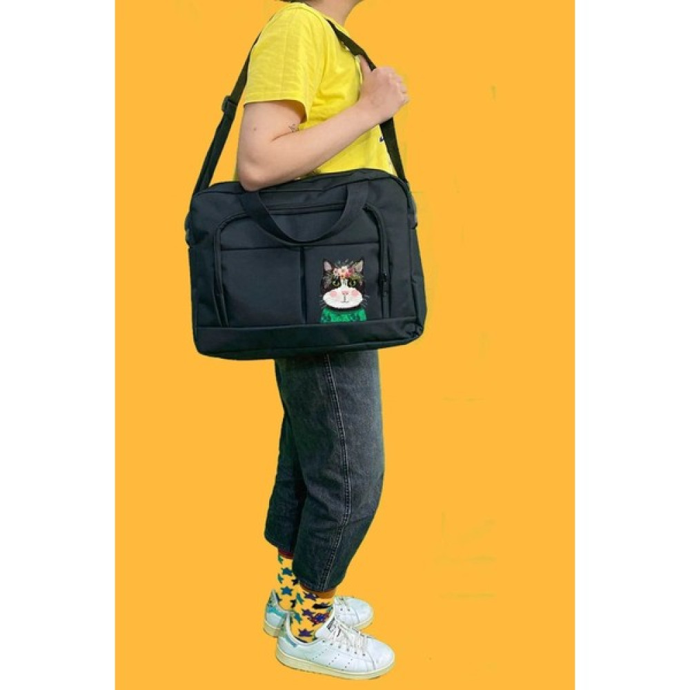 Woys Bags Kedi Baskılı Evrak Çantası - Laptop Çantası - Siyah Dizüstü Bilgisayar Aksesuarları Fiyatı