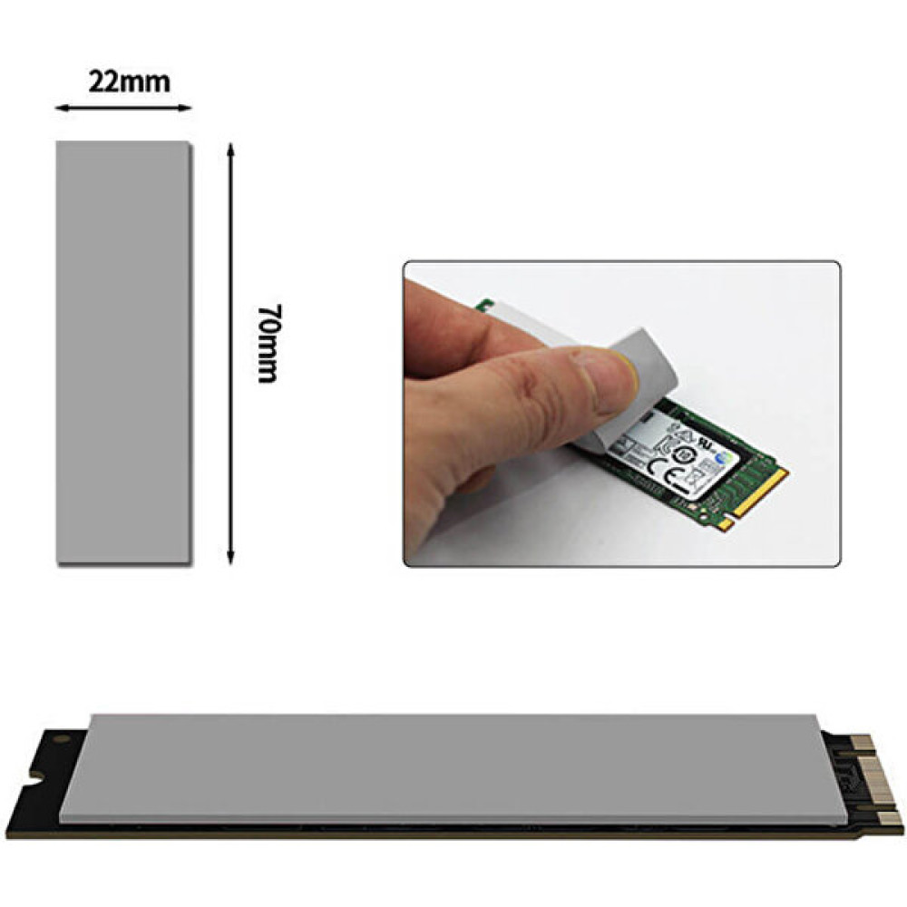 Wozlo 0.5MMX22X70MM Termal Pad M2 SSD Ngff Nvme 2280 Chipset Soğutucu - 7X2CM - Gri - 13W/MK Soğutucular Fiyatı