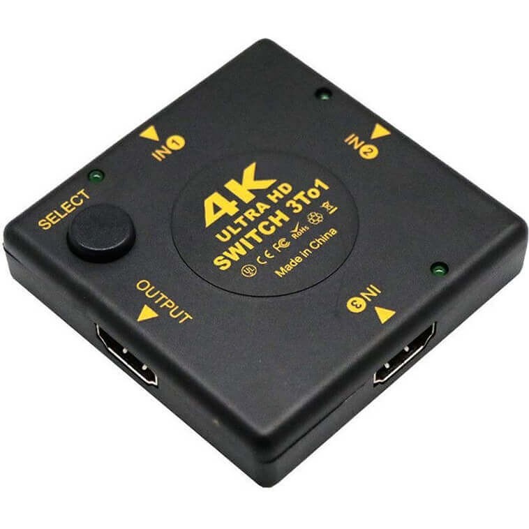 Wozlo 4K Destekli HDMI Switch 3 Port HDMI Çoklayıcı Ultra Hd Çoğaltıcı 4KX2K 3840X2160P - Siyah Uydu Alıcısı Aksesuarları Fiyatı