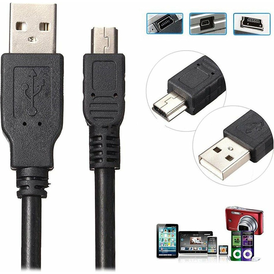 Wozlo 5 Pin Mini USB Mp3 Mp4 Kamera Navigasyon Ps3 Dualshock Kol Şarj Kablosu 1.8mt - Siyah - 1,8 m Güç Kablosu Fiyatı