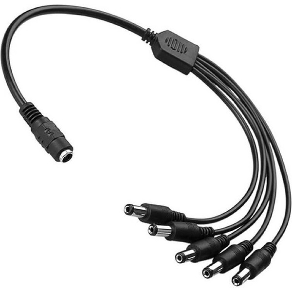 Wozlo 5'li Dc Adaptör Çoklayıcı Kablo 5.5*2.1mm - 1 Dişi 5 Erkek - Şerit LED Cctv Power Jack - 40CM - Siyah Güvenlik Kamerası Kablosu Fiyatı