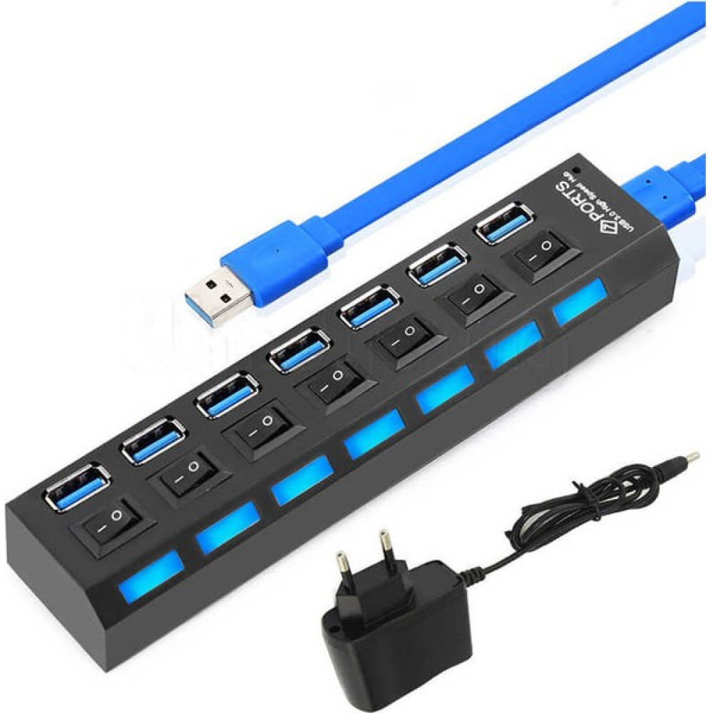 Wozlo 7 Port USB 3.0 Çoklayıcı Hub Adaptörlü Ledli On/off Anahtarlı Seri & Paralel Kablo Fiyatı