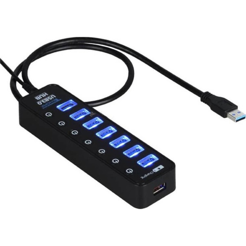 Wozlo 7 Port USB 3.0 Hub + 1 Port 2.4A USB Hızlı Şarj Çıkışlı Adaptörlü Ledli On/off USB Çoklayıcı Tablet Pc Aksesuarları Fiyatı