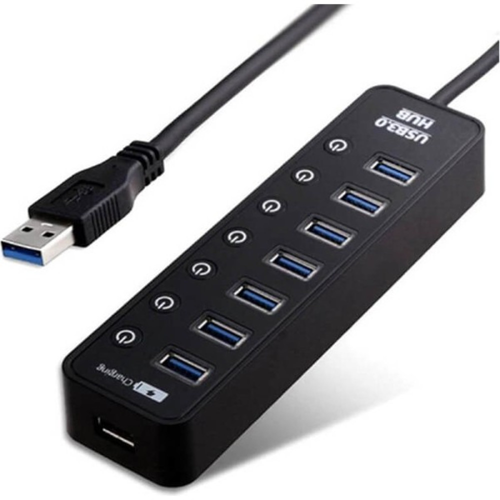 Wozlo 7 Port USB 3.0 Hub + 1 Port 2.4A USB Hızlı Şarj Çıkışlı Ledli On/off USB Çoklayıcı Tablet Pc Aksesuarları Fiyatı
