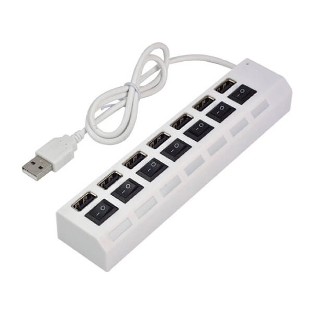 Wozlo 7 Port USB Hub Çoklayıcı Çoğaltıcı On / Off Düğmeli Işıklı - Beyaz Tablet Pc Aksesuarları Fiyatı