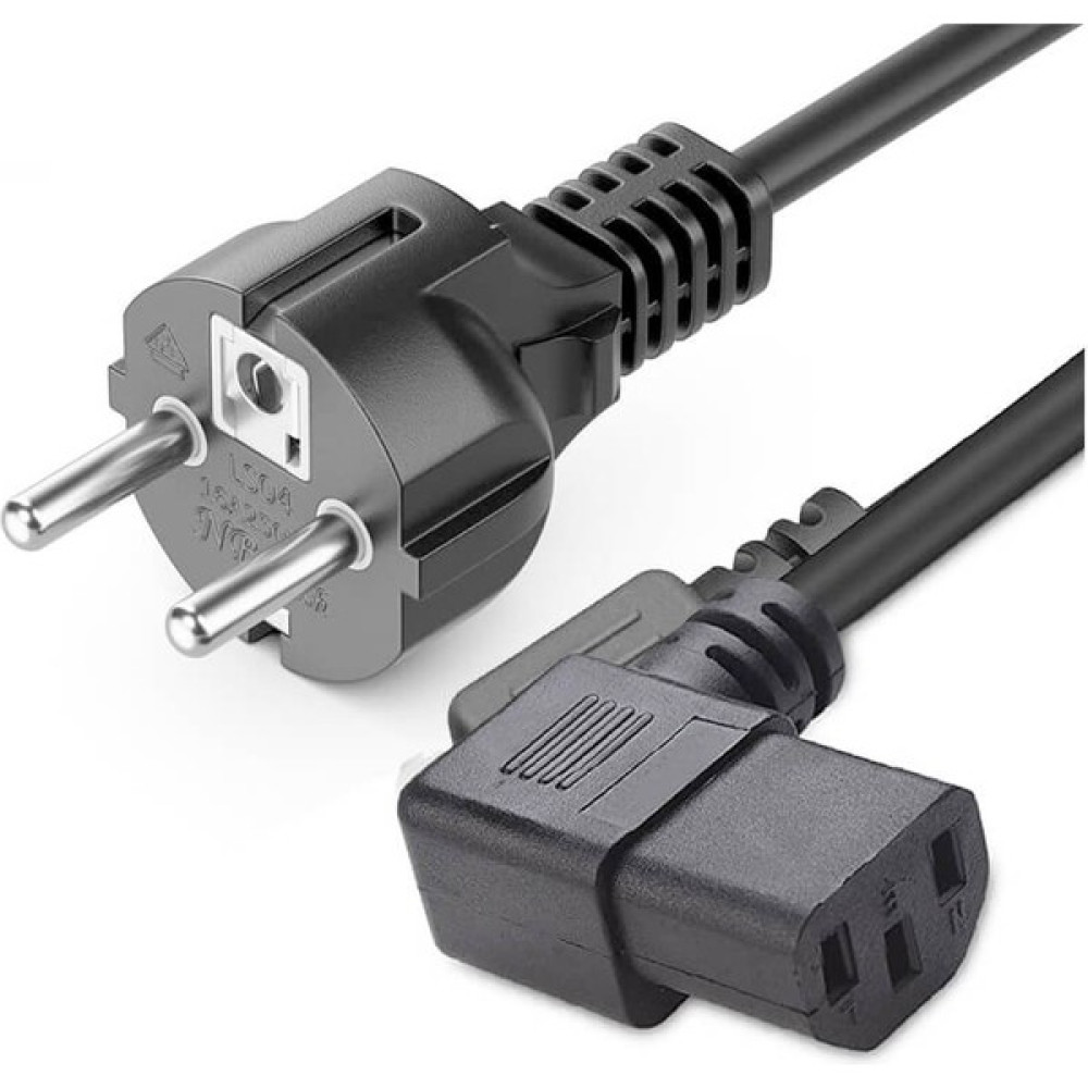 Wozlo C13 Power Güç Kablosu - 90 Derece L Tip Sağ Açılı - Standart Power Kablosu - 1.8 mt - Siyah - 1,8 m Güç Kablosu Fiyatı