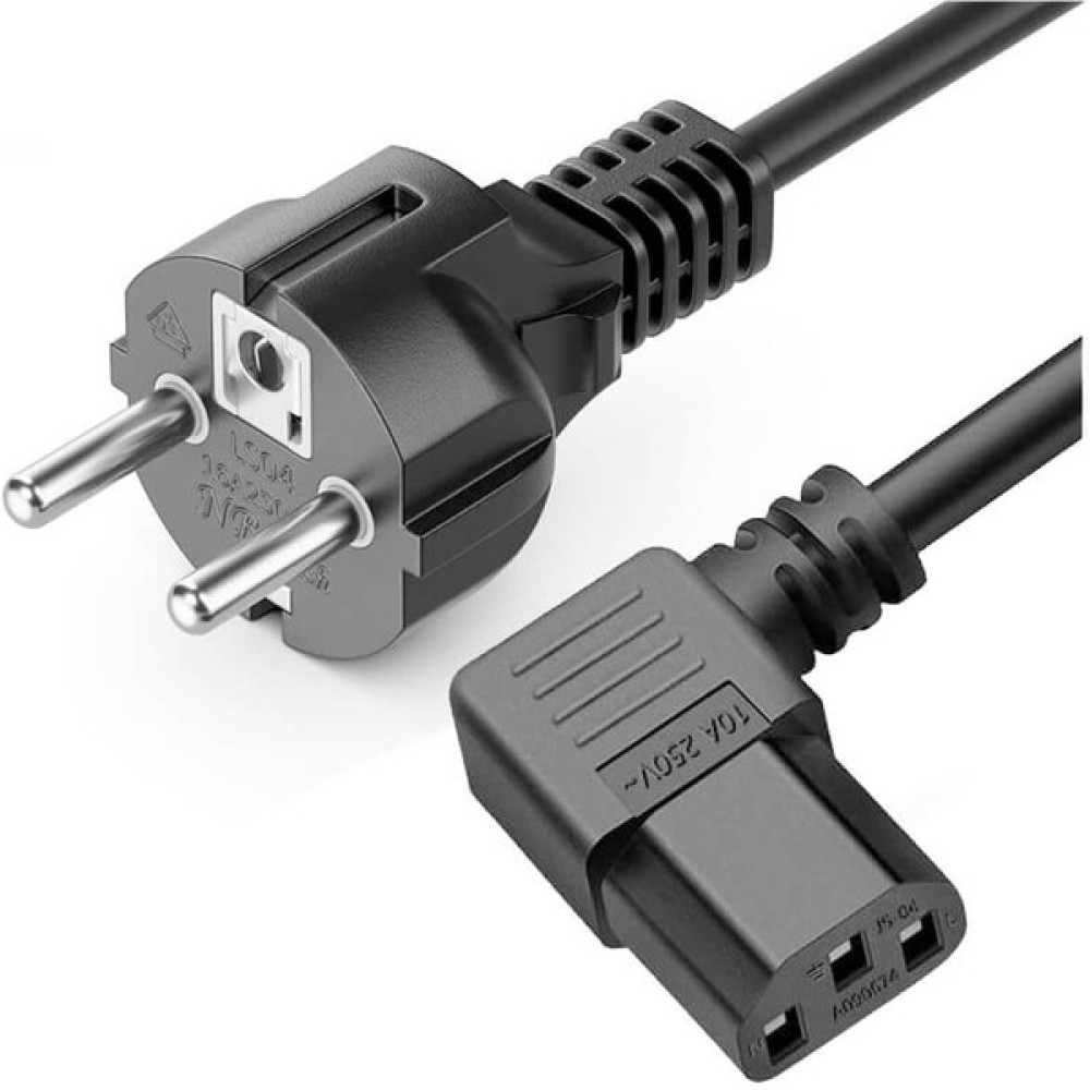 Wozlo C13 Power Güç Kablosu - 90 Derece L Tip Sol Açılı - Standart Power Kablosu - 1.8 mt - Siyah - 1,8 m Güç Kablosu Fiyatı