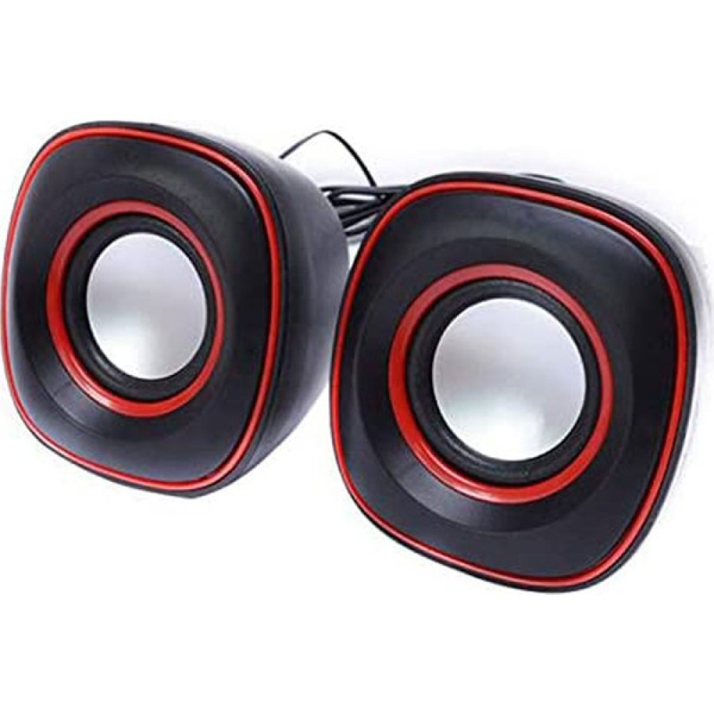 Wozlo D-015 USB Hoparlör 1+1 Ses Bombası USB Stereo Speaker - Siyah - Kırmızı Bilgisayar Speaker Fiyatı