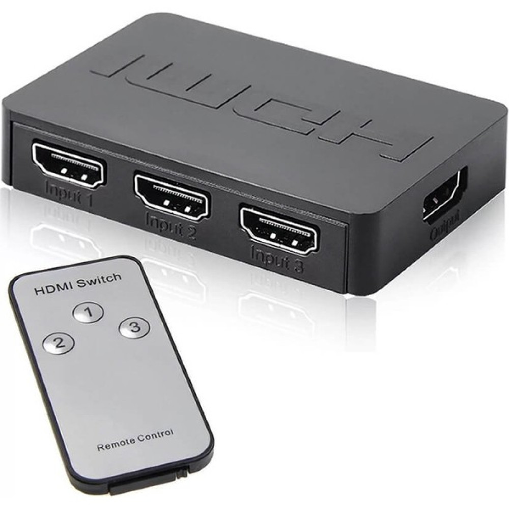 Wozlo HDMI Switch Çoklayıcı 3 Port 1080P - Uzaktan Kumandalı HDMI Switch Seri & Paralel Kablo Fiyatı