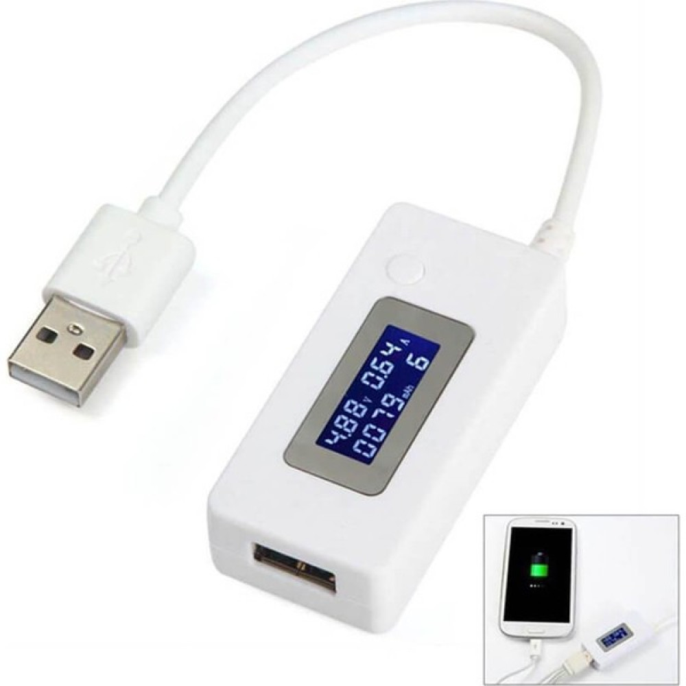 Wozlo USB Voltmetre Ampermetre Test Cihazı - Dijital Led Göstergeli USB Volt Amper Ölçer - Beyaz Diğer Test ve Ölçüm Cihazları Fiyatı
