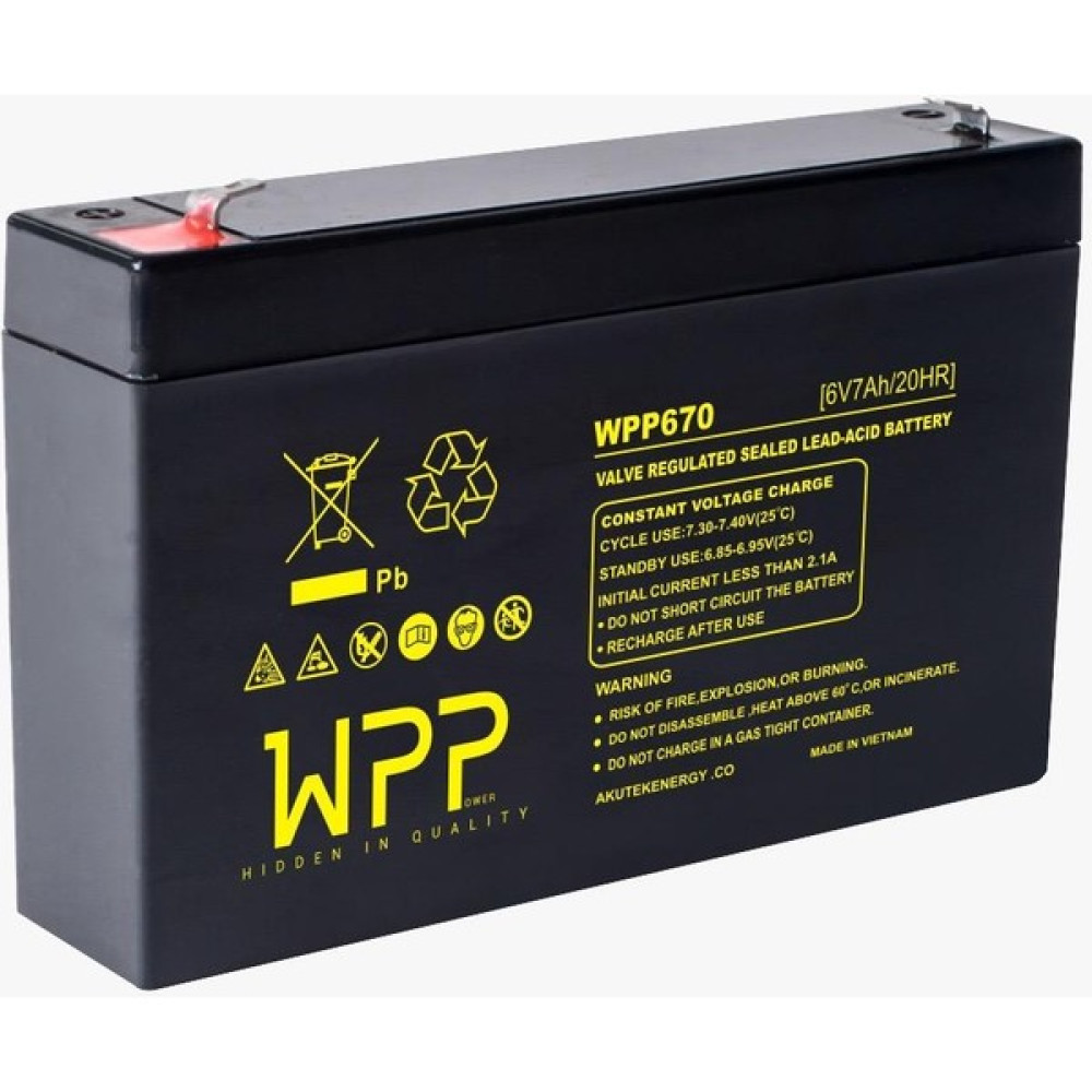 Wpp Akülü Araba Aküsü Kuru Tip Bakımsız 6 Volt 7 Amper--11--- Akü Fiyatı