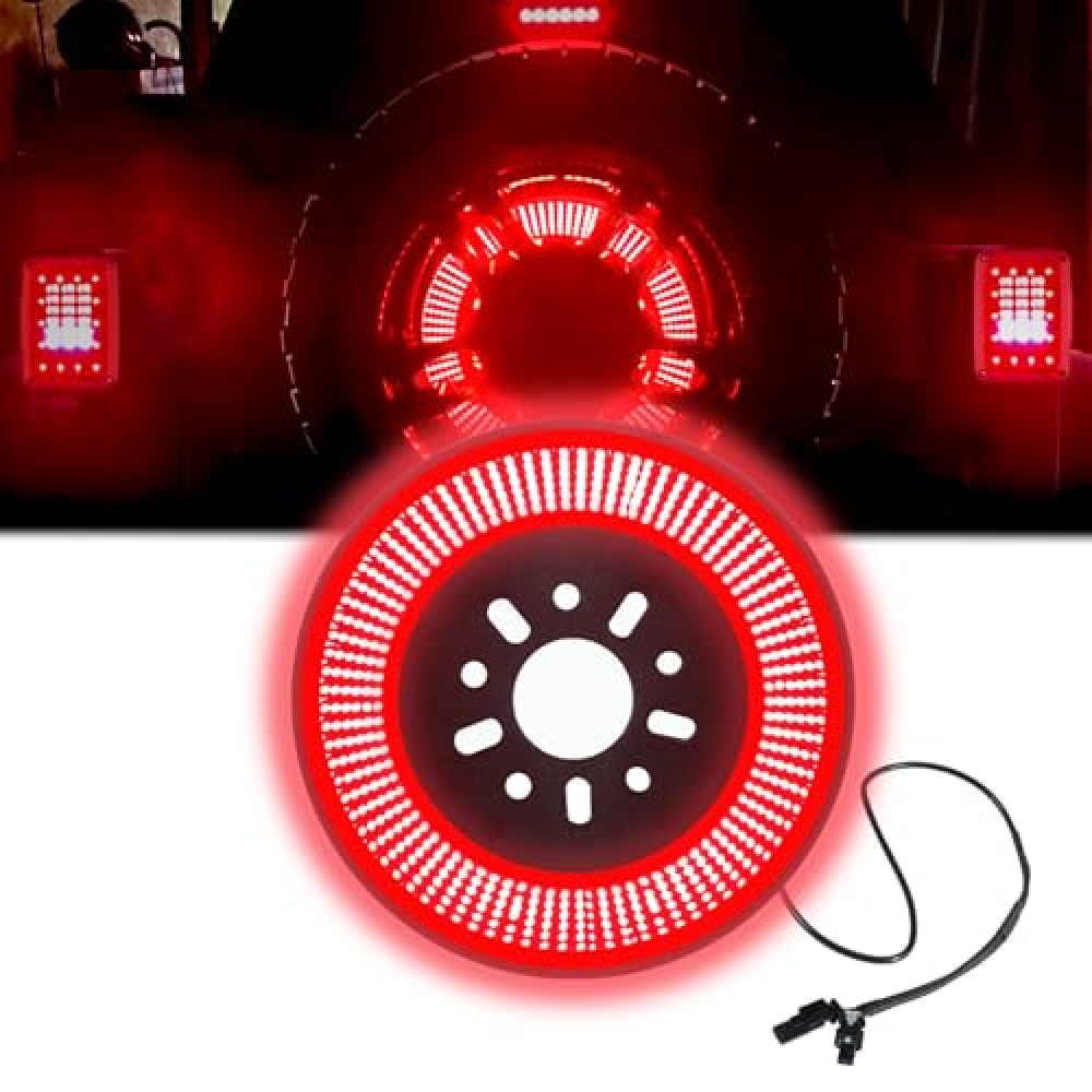 Wrangler JL JT Spare Tire Light - 3rd Third Brake Light Plug & Play, Red Ring Rear Wheel Light for Je ep Wrangler JL JLU 2018-2027 Gladiator JT