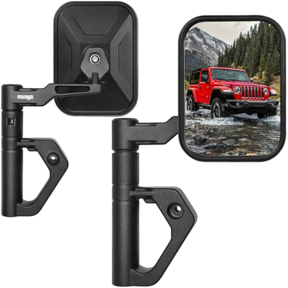 Wrangler Mirrors Doors Off Compatible with Jeep Wrangler JK JL JT Gladiator & Unlimited 2007-2025, MWNYO All-Aluminum Alloy Side View Doorless Road Mirror Set, No Vibrate Anti-Shaking, Silver Screw
