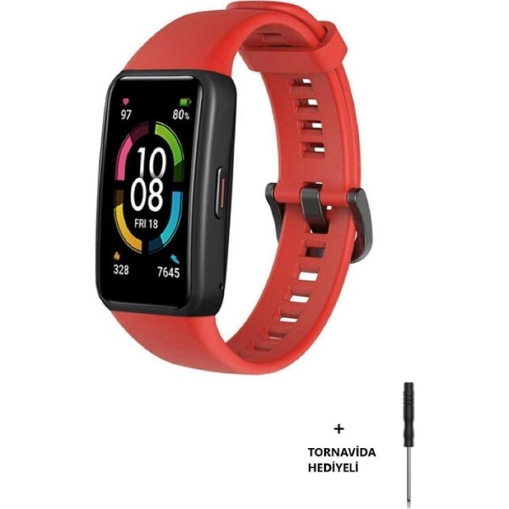 Wrysoon Huawei Band 6 ve Honor Band 6 Uyumlu Soft (Yüksek Kalite) Silikon Kordon Kayış - Kırmızı Giyilebilir Teknoloji Aksesuarları Fiyatı