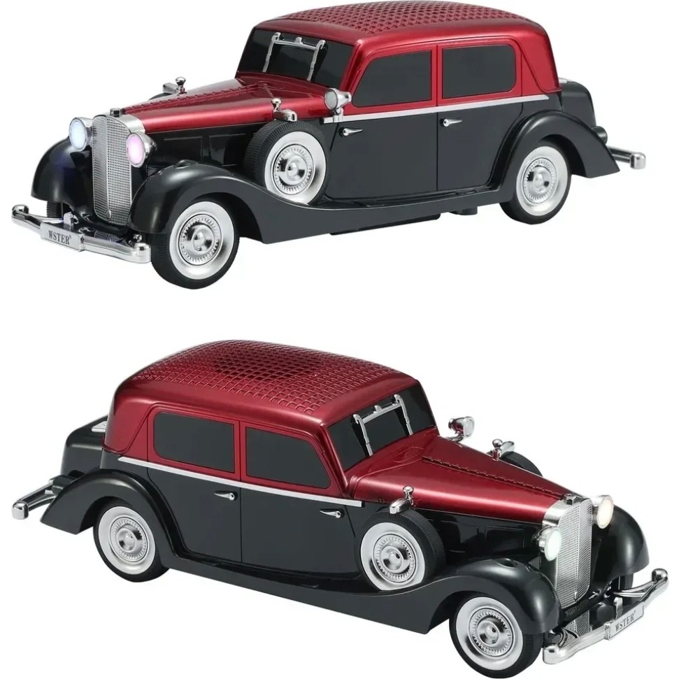 WS1934 Model Klasik Araba Şarjlı Bluetooth Hoparlör Ses Speaker Müzik Çalar Subwoofer Kolon Fm Radyo Sd Kart USB - Kırmızı Bluetooth Hoparlör Fiyatı