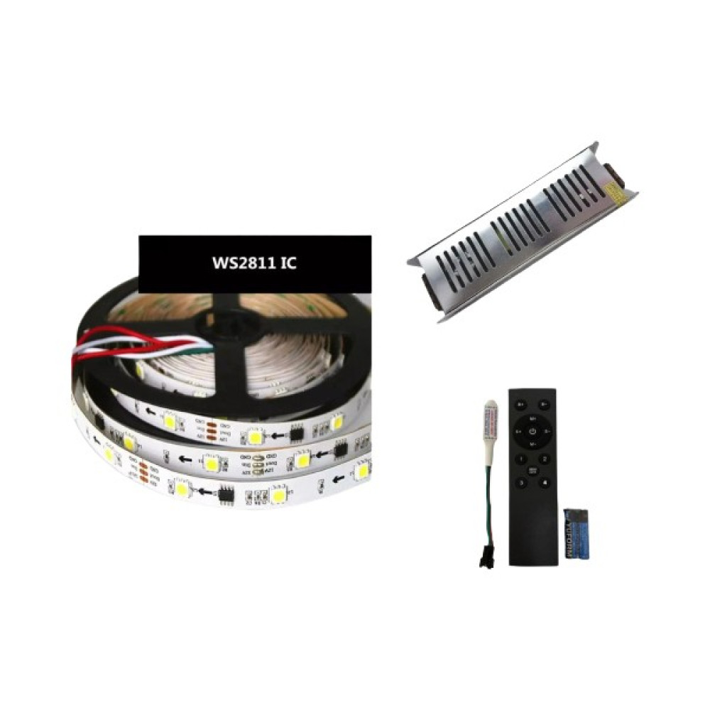 WS2811 Uzaktan Kumandalı Set Beyaz Akan Pixel Şerit LED 12 Volt 5m Led Aydınlatmalar Fiyatı