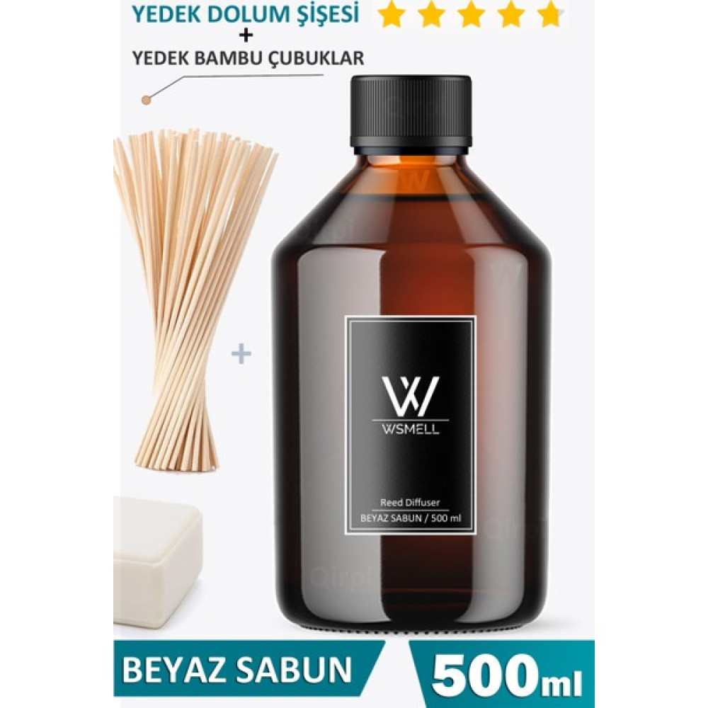 Wsmell Beyaz Sabun 500 ml Oda Kokusu Yedek Dolum Şişesi Koku Giderici Çubuklu Oda Kokusu + 25 Adet Çubuk Oda Kokusu Fiyatı
