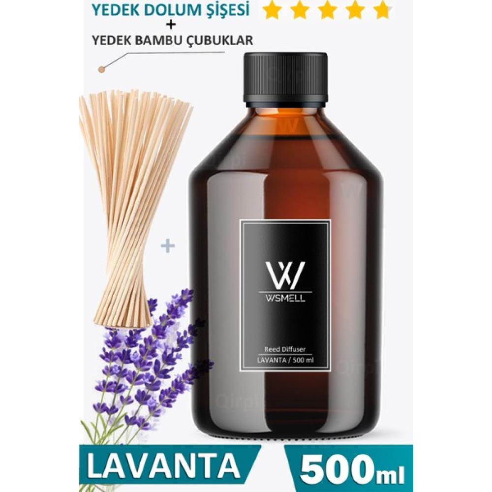 Wsmell Lavanta 500 ml Oda Kokusu Yedek Dolum Şişesi Ekonomik Lavander Çubuklu Oda Kokusu + 25 Adet Çubuk Oda Kokusu Fiyatı