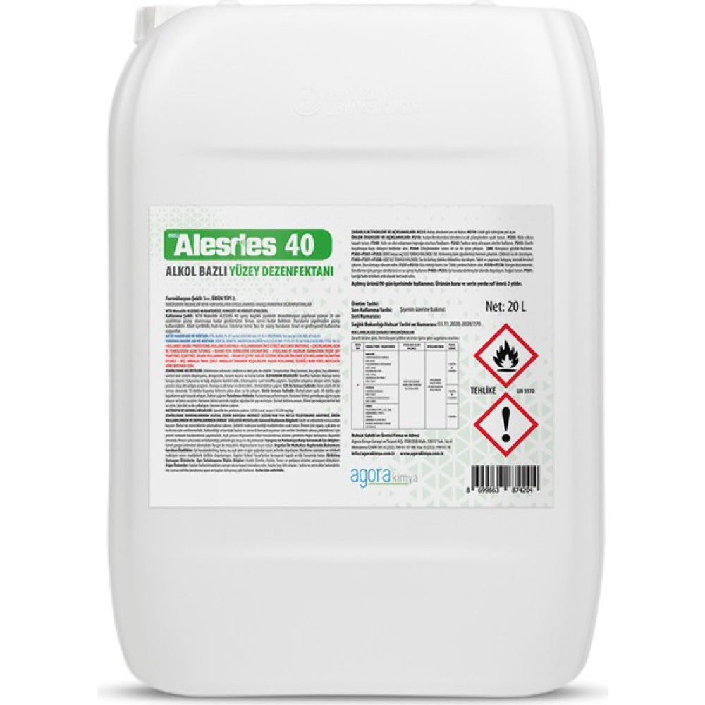 Wtr Alesdes 40 Alkol Bazlı Yüzey Dezenfektanı 20L - 20 lt Oto Boyaları Fiyatı