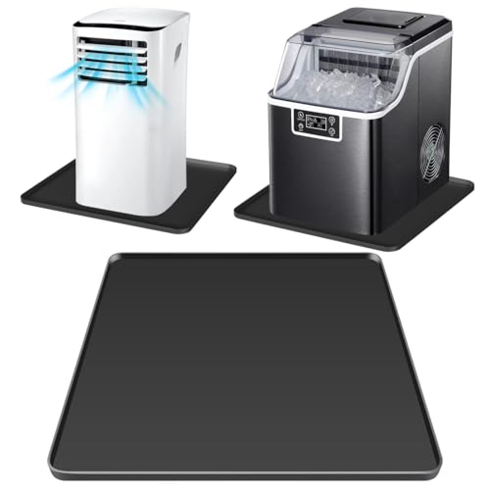 WUDIALIEN Portable Air Conditioner Silicone Mat with Raised Edges, 20''x20''x0.6'', Prevent Water Leakage and Floor Damage from Elecrical Equipment Such as Ice Maker, Humidifier &Mini Fridge