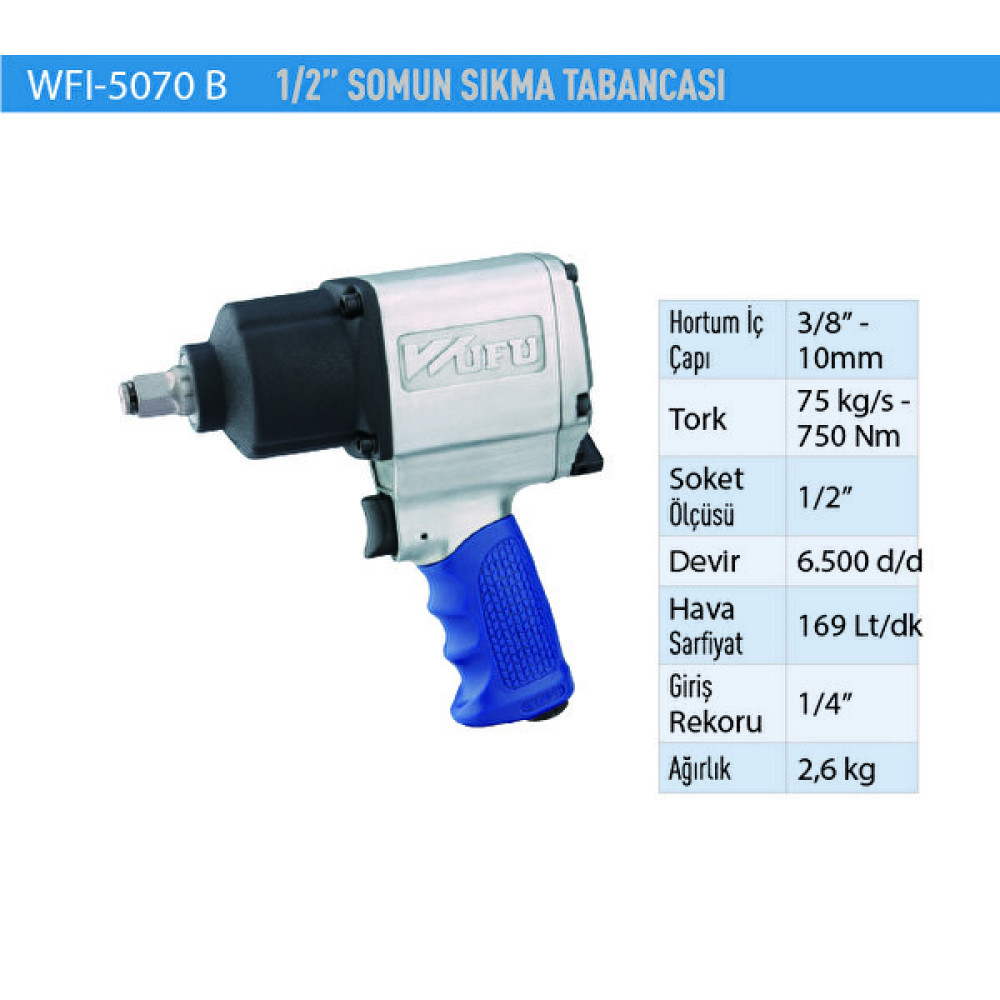 Wufu Somun Sıkma Tabancası 1/2'' 6500 D/d WFI5070 Somun Sıkma Makinesi Fiyatı