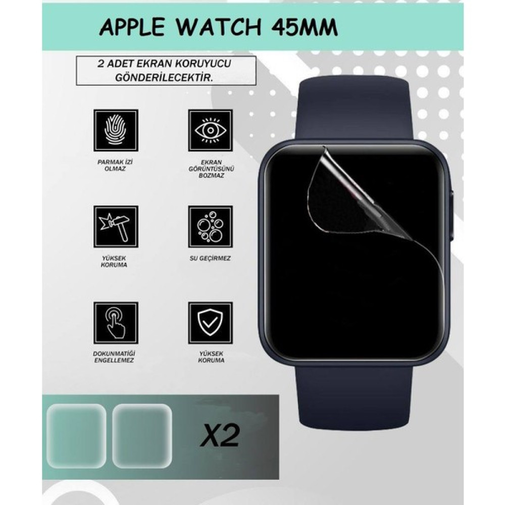 Wully Apple Watch 7 (45MM) Uyumlu (2 Adet) Ekran Koruyucu Nano Jelatin - Şeffaf Giyilebilir Teknoloji Aksesuarları Fiyatı