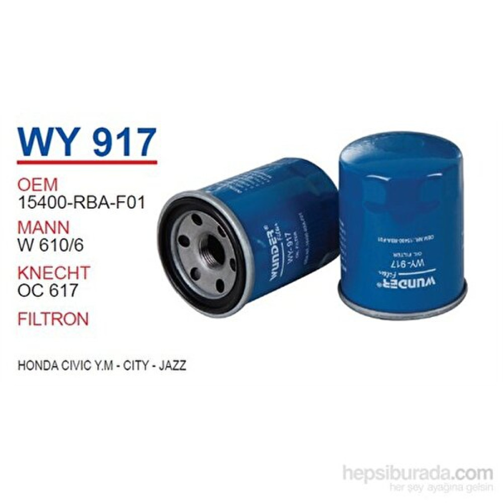 Wunder HONDA CİVİC Y.M - CiTY - JAZZ Yağ Filtresi OEM NO:15400-RBA-F01 Oto Filtre Grubu Fiyatı