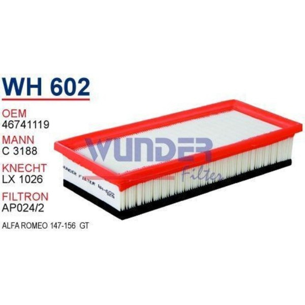 Wunder WH602 Hava Filtresi - Alfa Romeo 147-156 Gt Oto Boyaları Fiyatı