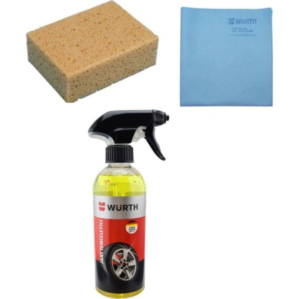 Würth Würth 3 Lü Set Oto Yıkama Süngeri, Sentetik Güderi Bez, Jant Temizleme Spreyi 400 ml Jant Temizleme Seti Oto Genel Temizlik Fiyatı