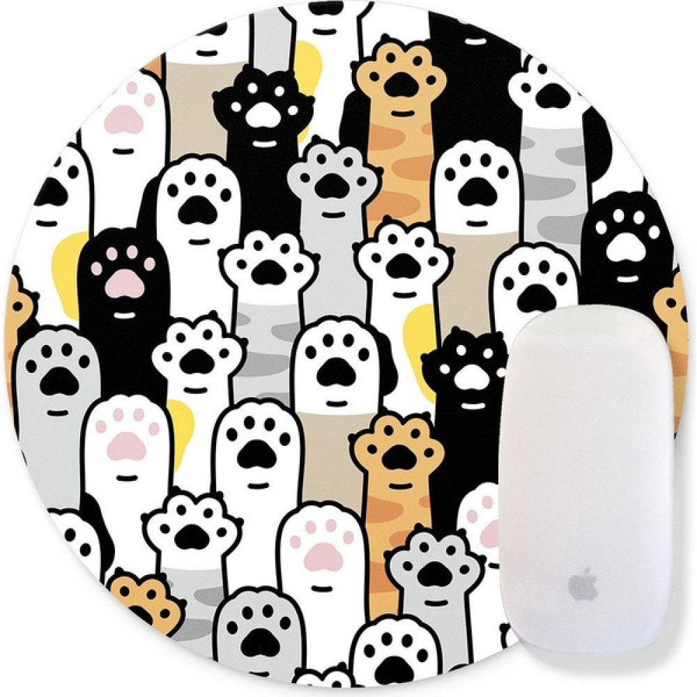 Wuw Kedi Patileri Desenli Kaymaz Taban Yuvarlak Mouse Pad - Renkli Mouse Pad Fiyatı