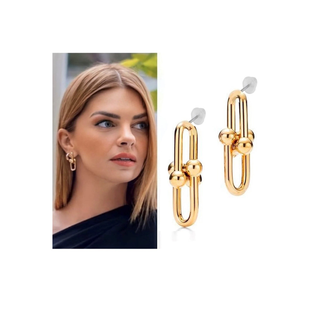 X-Lady Accessories Altın Kaplama Kısa Ikili Tiffany Blanca Gold Küpe L Beden Bijuteri Küpe Fiyatı