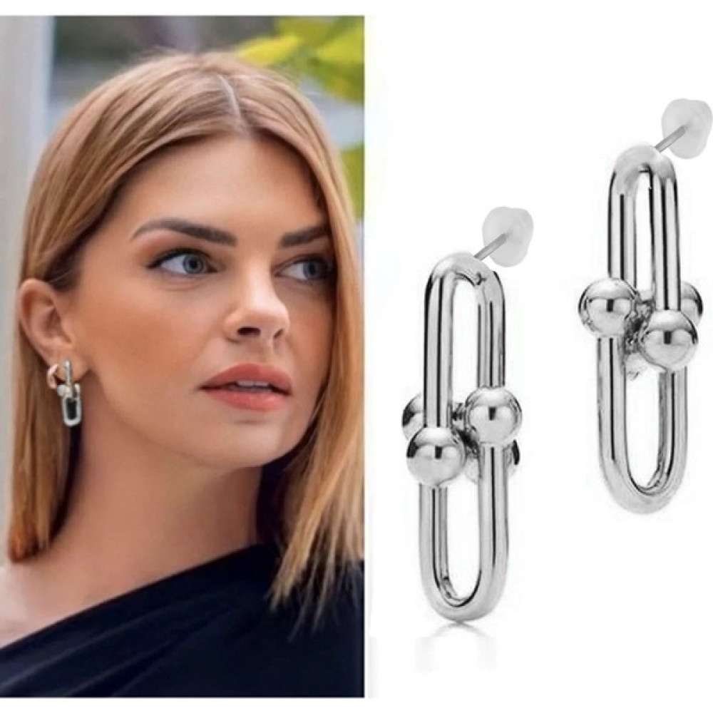 X-lady Accessories Gümüş Kaplama Kısa Ikili Blanca Küpe - 2112 Bijuteri Küpe Fiyatı
