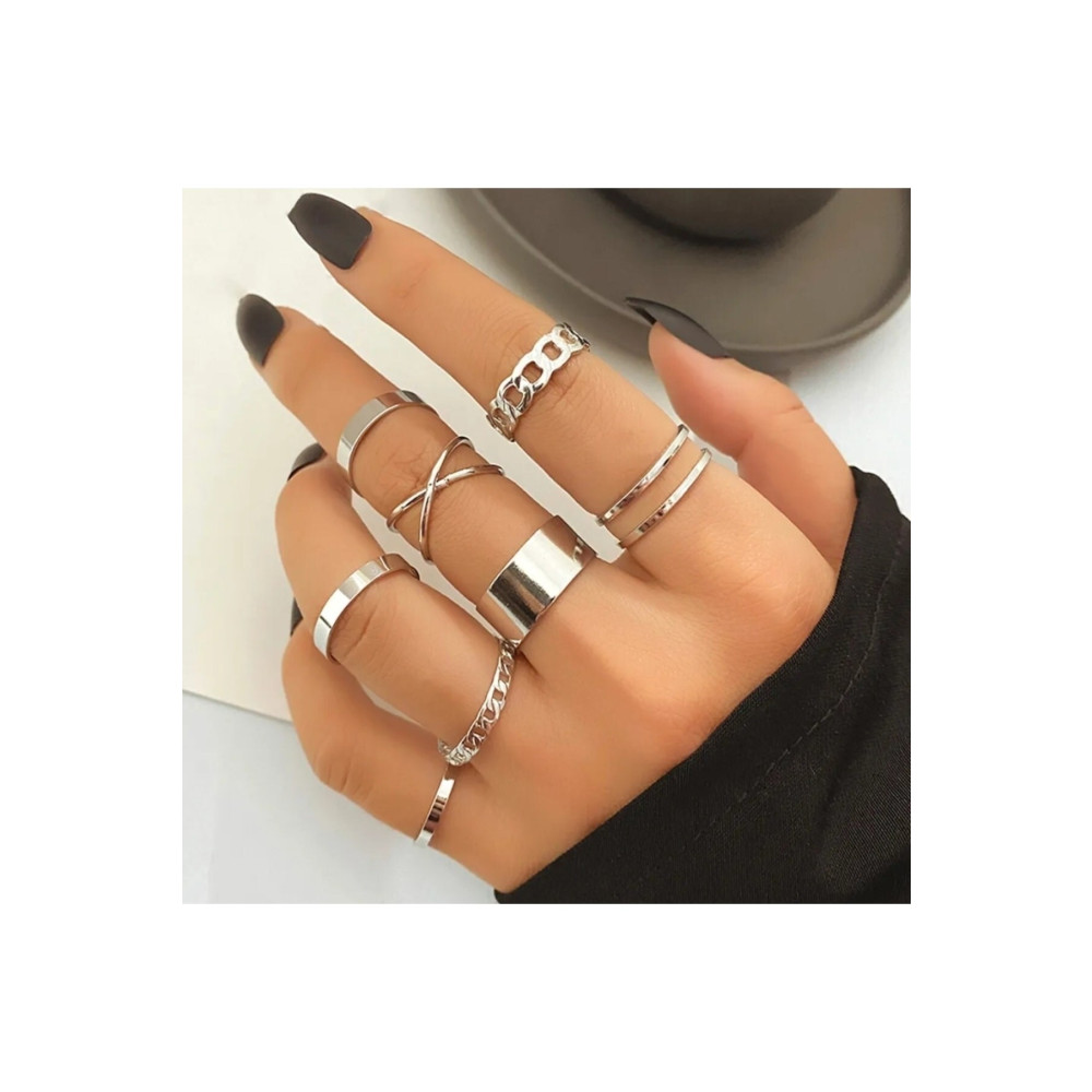 X-Lady Accessories Kadın 10lu Gümüş Yüzük Seti - 2896 Bijuteri Yüzük Fiyatı