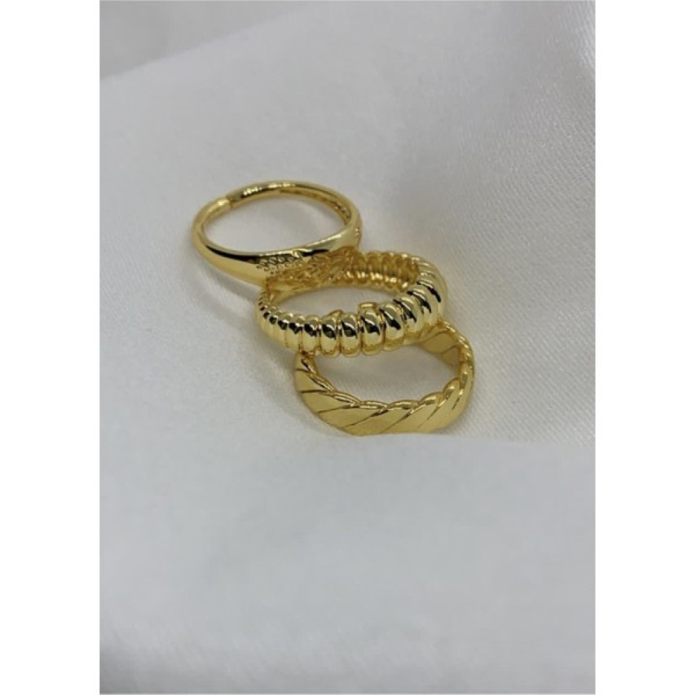 X-lady Accessories Kadın 3'lü Gold Yüzük Seti - Standart Bijuteri Yüzük Fiyatı