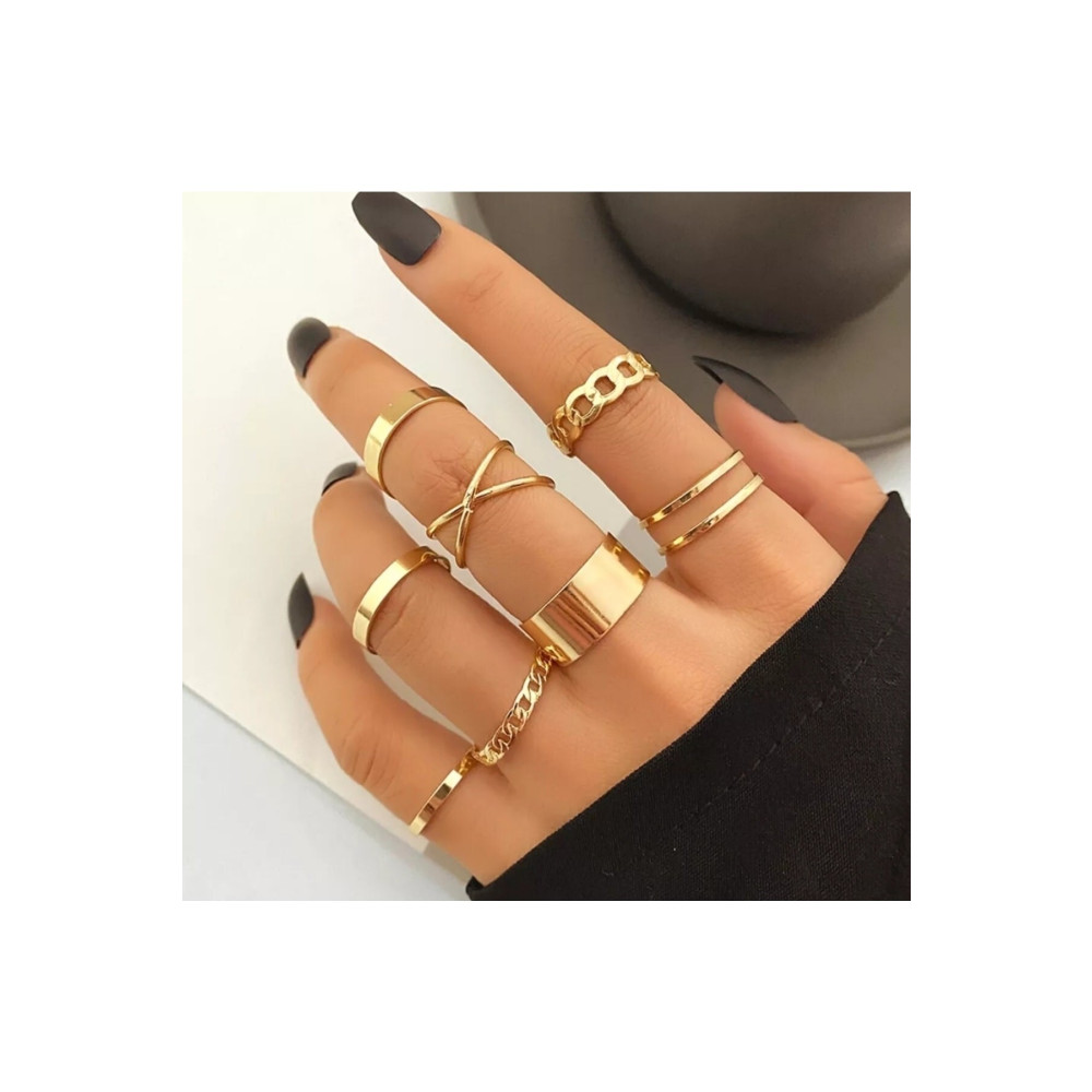 X-Lady Accessories Kadın Gold 10lu Yüzük Seti - 2897 Bijuteri Yüzük Fiyatı