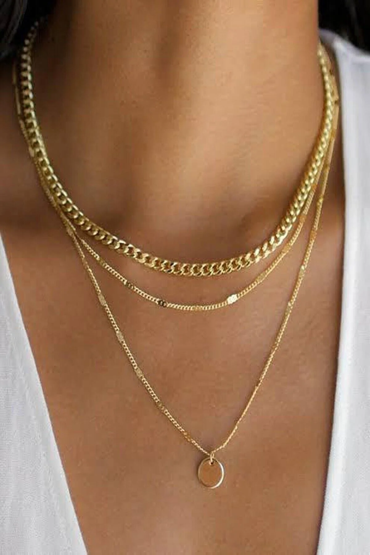 X-Lady Accessories Kadın Gold Katlı Zincir Kolye" Bijuteri Kolye Fiyatı
