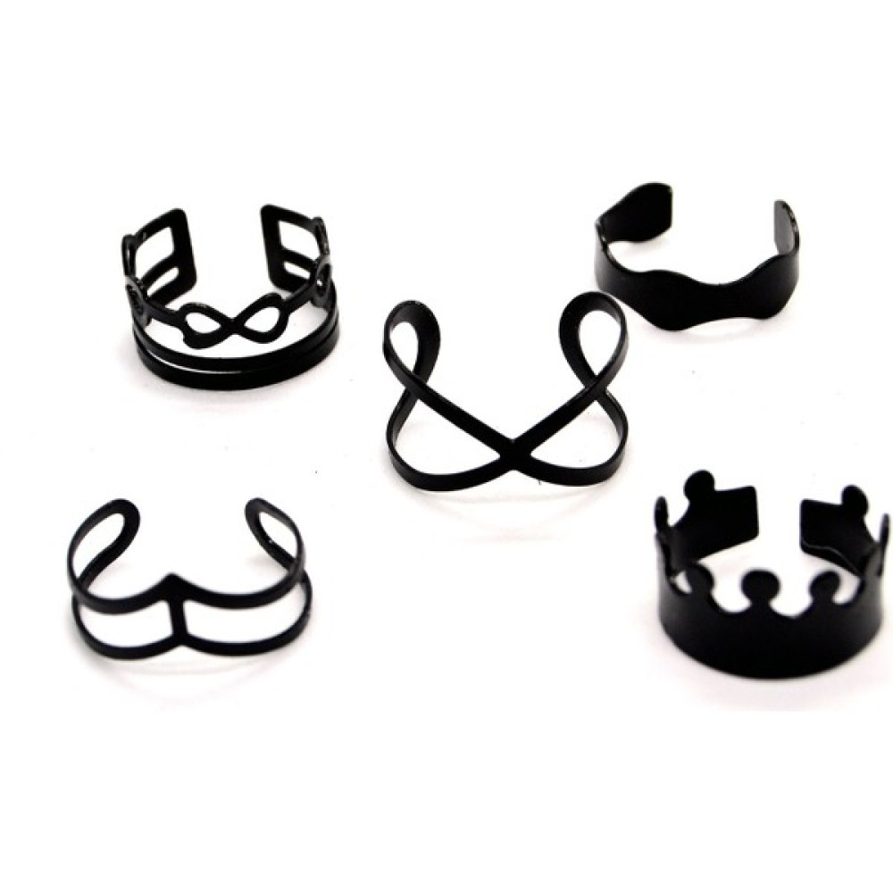 X-lady Accessories Siyah Renk Karışık Kombin Eklem Yüzük Seti 799 - Standart Bijuteri Yüzük Fiyatı