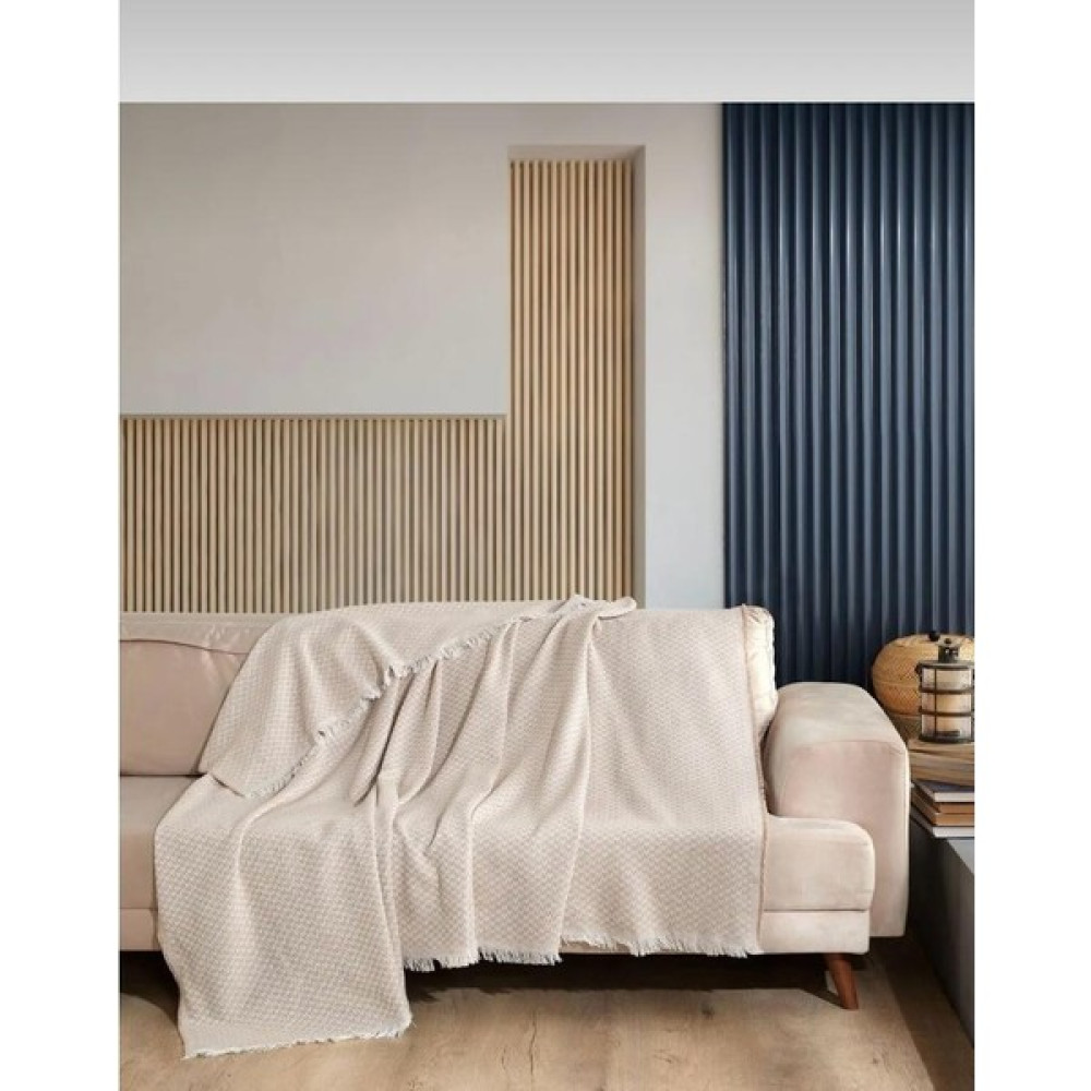 Xamantha 170 x 210 Cm, Pamuk Kaymaz Koltuk Çekyat Örtüsü, Tv Battaniyesi, Tek Kişilik Pike - 170 x 210 cm - Bej Koltuk & Kanepe Örtüsü Fiyatı