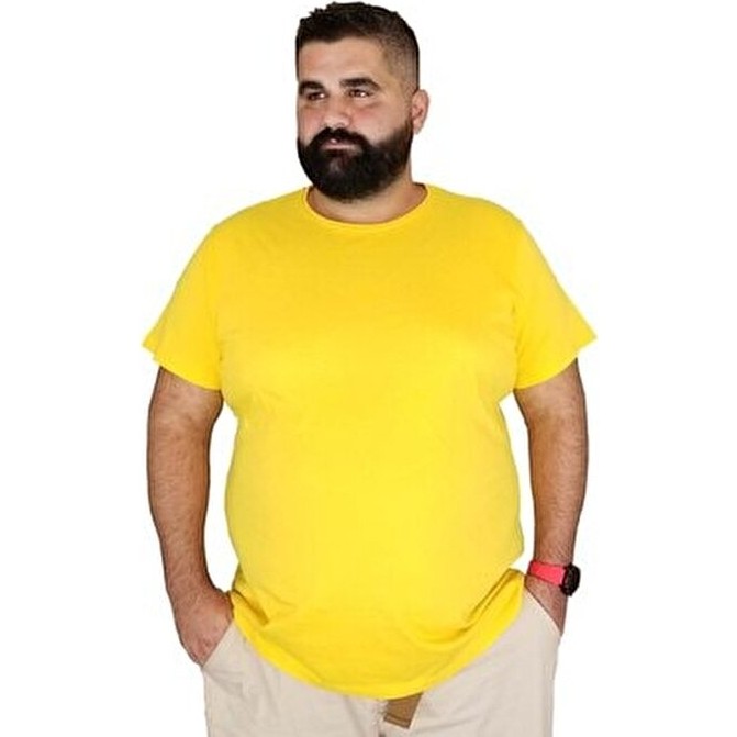 Xanimal Erkek Sarı Büyük Beden Pamuklu T-Shirt Kısa Kol Casual Günlük Tarzda Rahat Kullanım Diğer Fiyatı