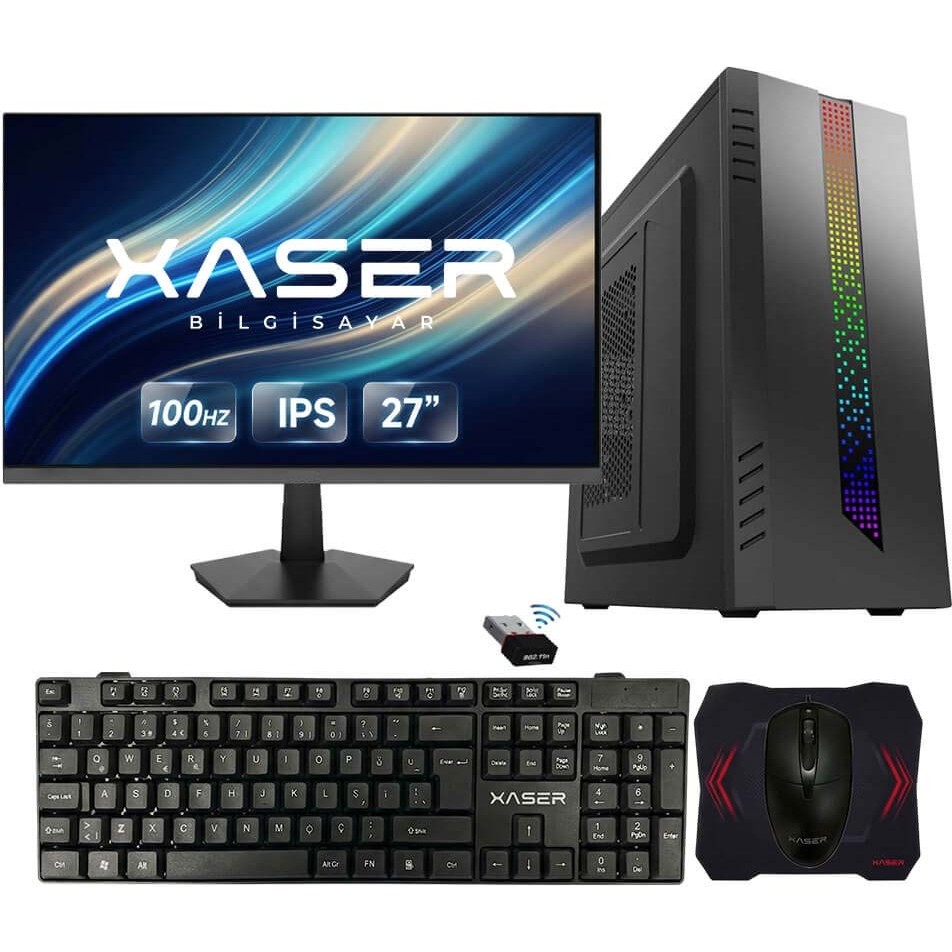 Xaser XSR1304 I5 14400F 16GB Ram 256GB SSD 2gb GT610 Ekran Kartı 27" Monitör Masaüstü Ofis Tavsiye Sistem - Siyah - 27 inç Monitör Fiyatı